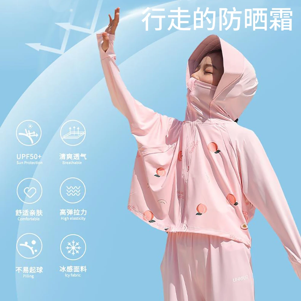 8186【夏日必备】儿童防晒衣防紫外线轻薄透气冰镇蜜桃男女童防晒服