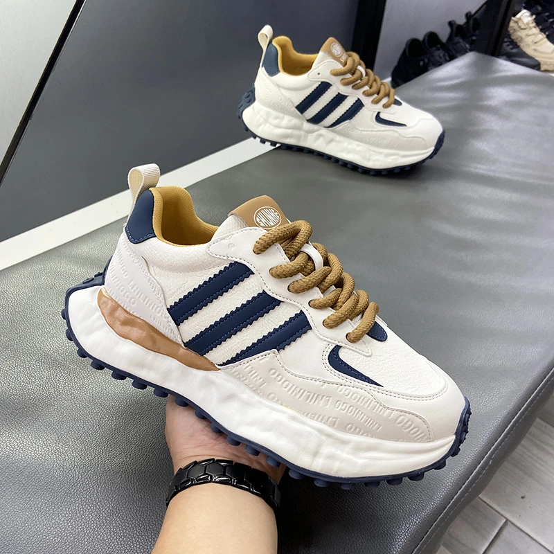 秋季百搭2025老爹鞋轻奢小白鞋减震高弹休闲久穿不累溶解鞋男潮牌