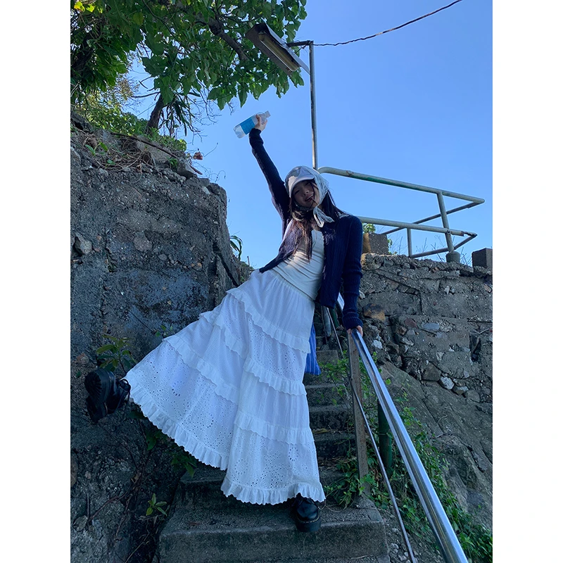 【洛克岛半身裙】春季韩系气质小众设计感百搭蕾丝半身裙251X0429#