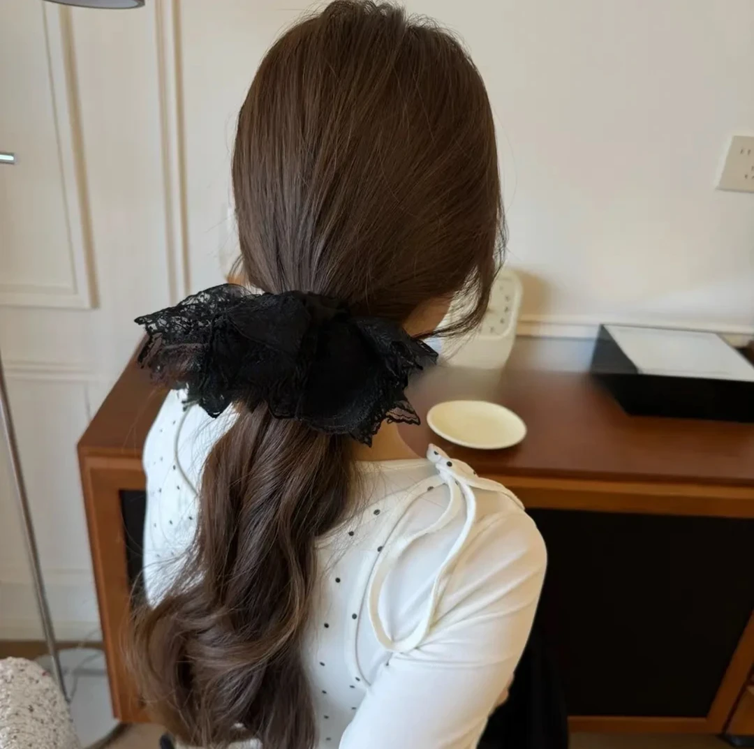 蕾丝少女～双层裙摆蕾丝发圈高级感气质发饰低马尾头绳甜美大肠圈