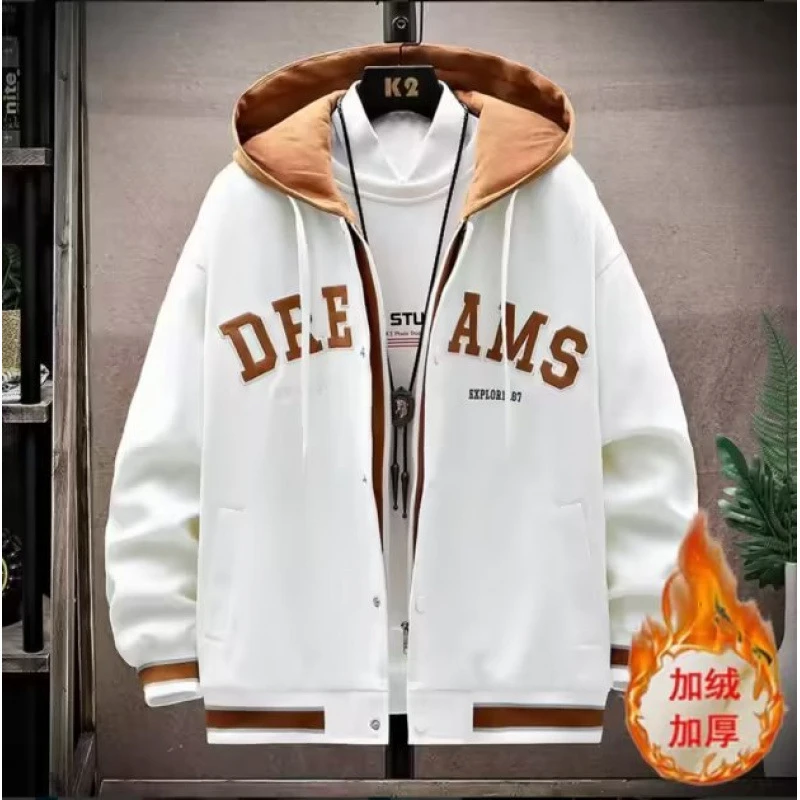 男士春秋新款时髦字母帅气棒球服休闲秋季外套大码加绒加厚爆款