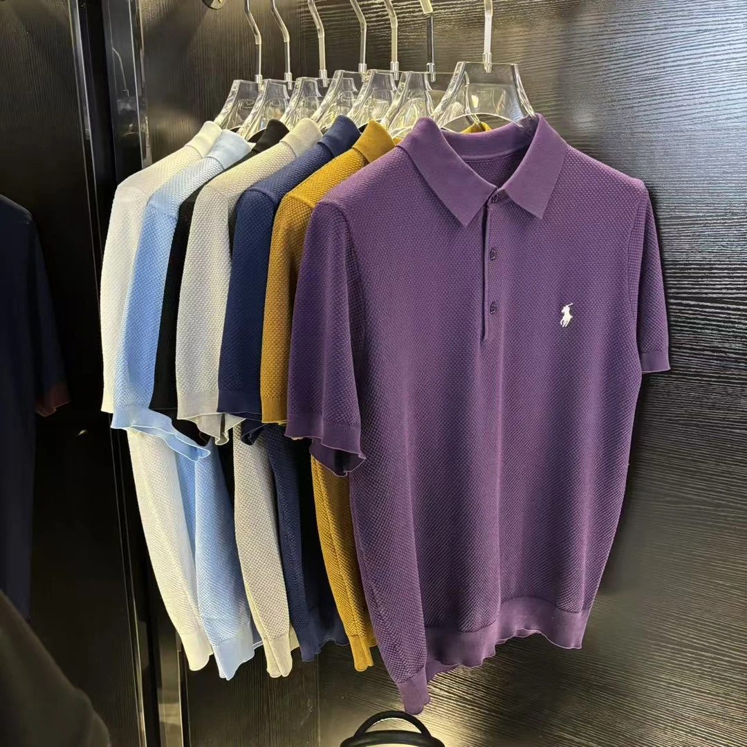 【冰感黑科技】男士冰丝伊力特Polo领短袖2025夏季提花休闲针织透气