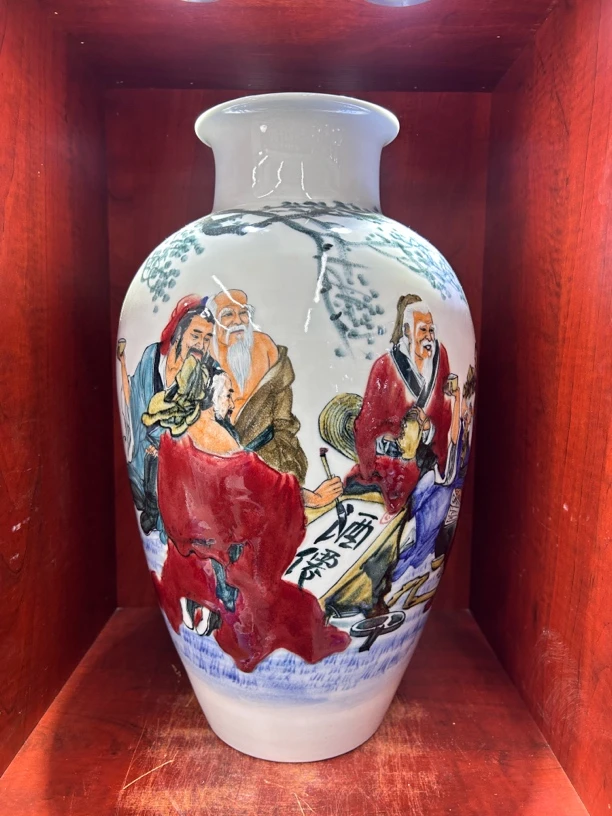 窑变饮中八仙人物冬瓜瓶