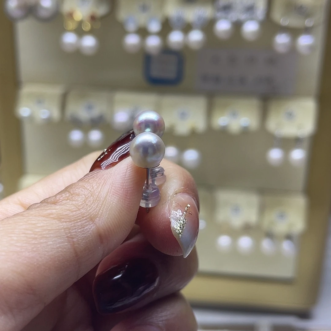 海水珍珠银S925镶嵌耳饰