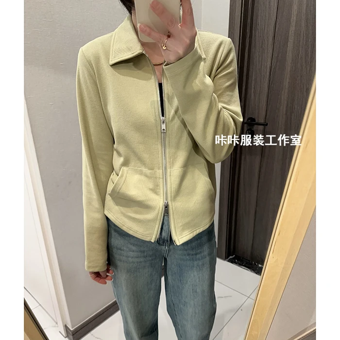 REKAYYAT“抹茶”韩系百搭个性时尚宽松舒适显瘦翻领拉链衫外套