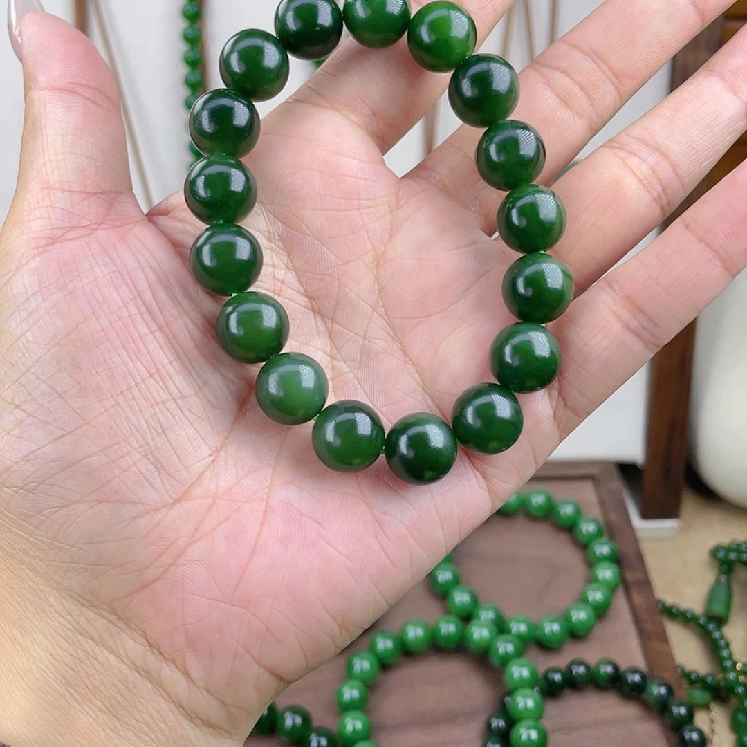 未镶嵌手链和田玉籽 12
