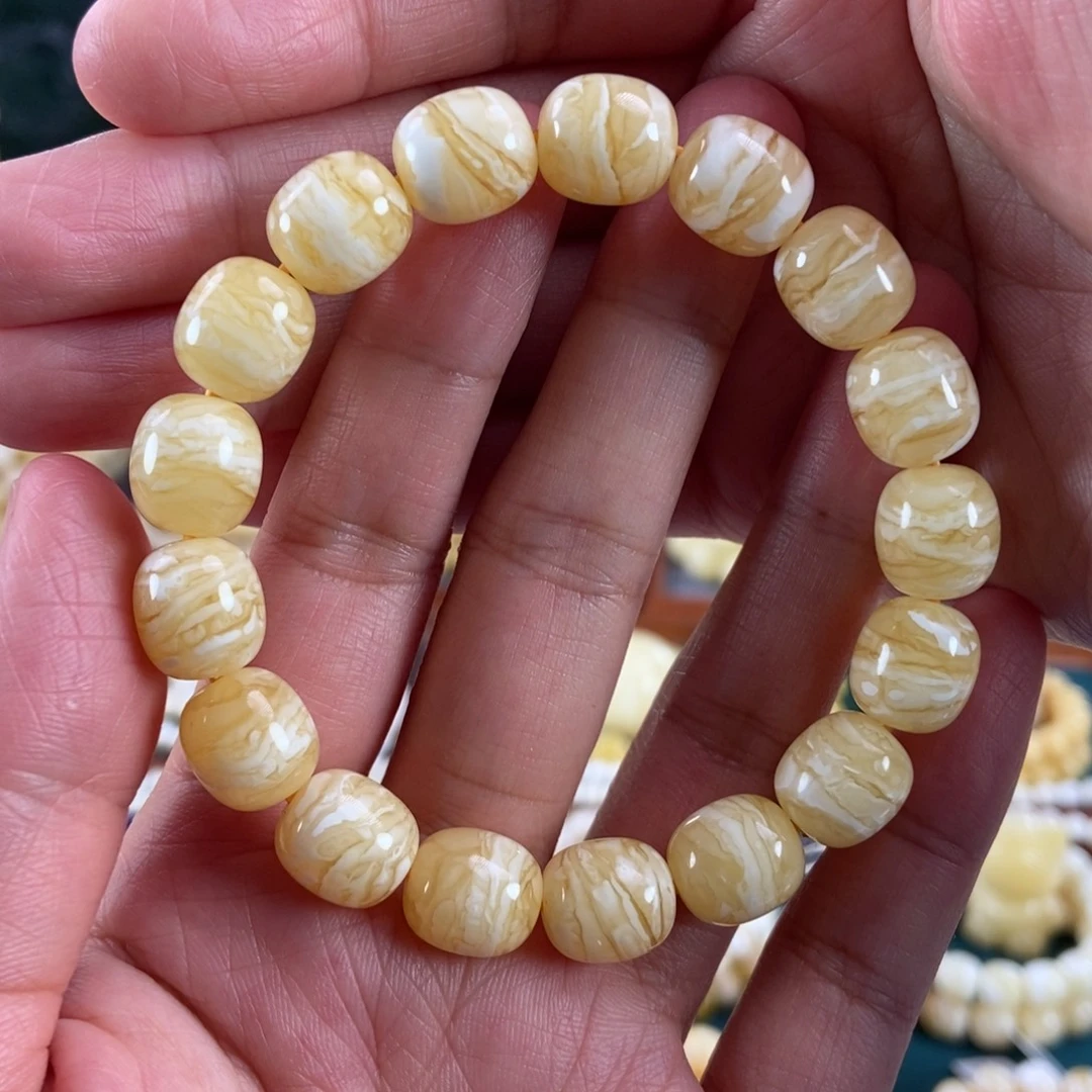 琥珀未镶嵌珠宝奇石11同料虎皮枣珠手串15.79