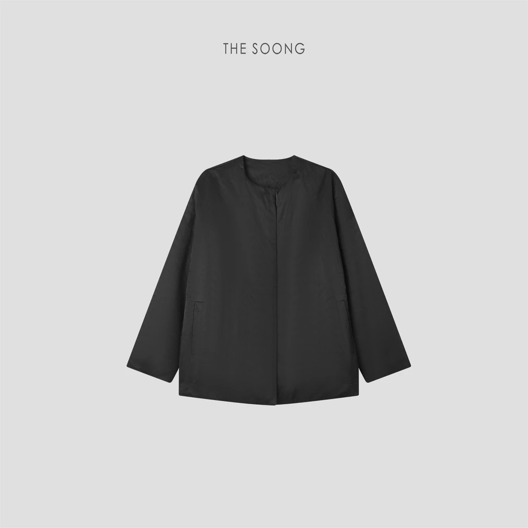 THESOONG|"轻暖进阶"95白鹅绒记忆丝流光肌理感无领鹅绒服WWT8067