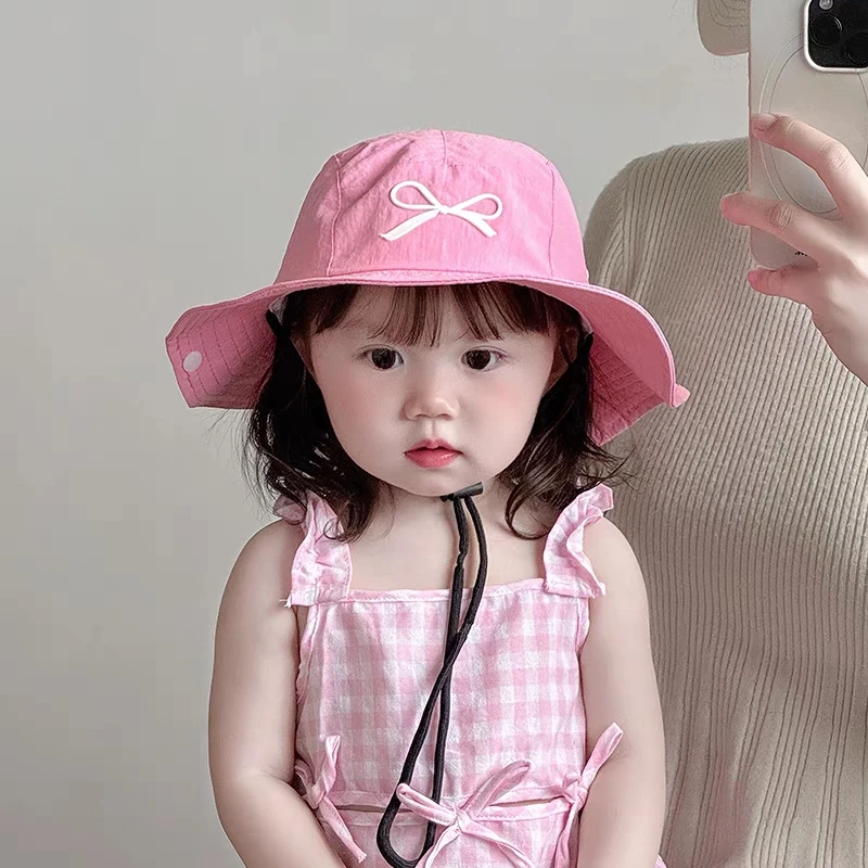 新款宝宝春夏速干薄款渔夫帽儿童韩版洋气大檐遮阳帽防晒帽太阳帽