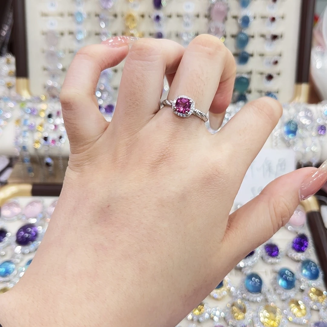 银S925镶嵌戒指烟晶