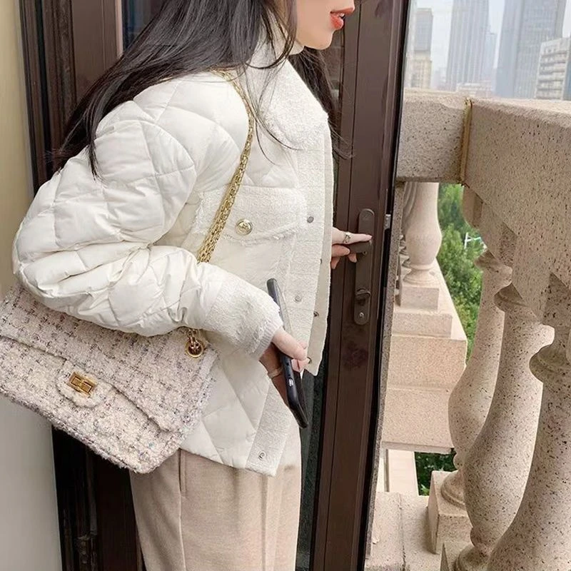 菱格小香风棉服外套女2025年冬季新款小个子轻薄短款时尚棉衣时尚