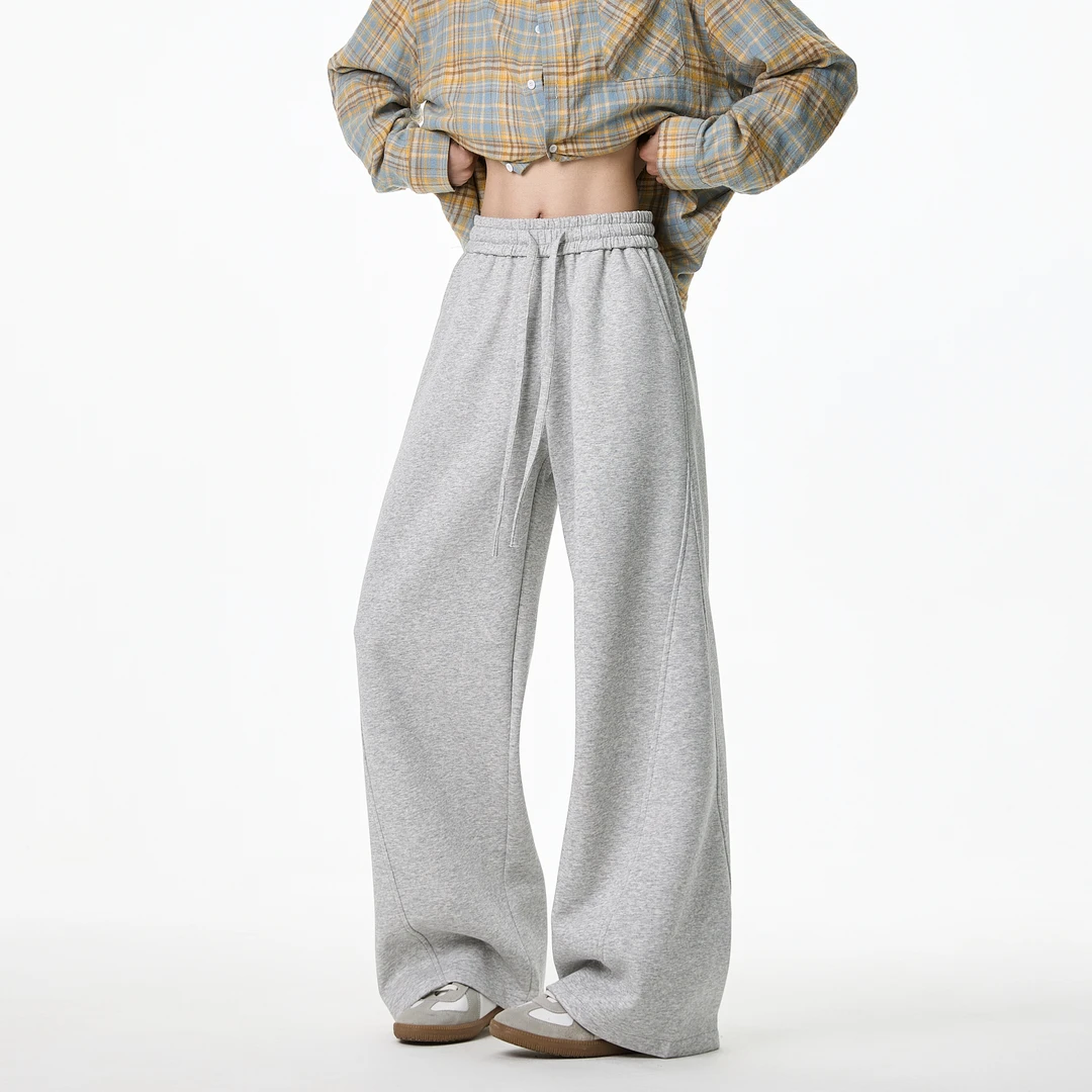 美式灰色弯刀卫裤男春秋直筒宽松重磅hiphop街舞裤子男休闲运动裤