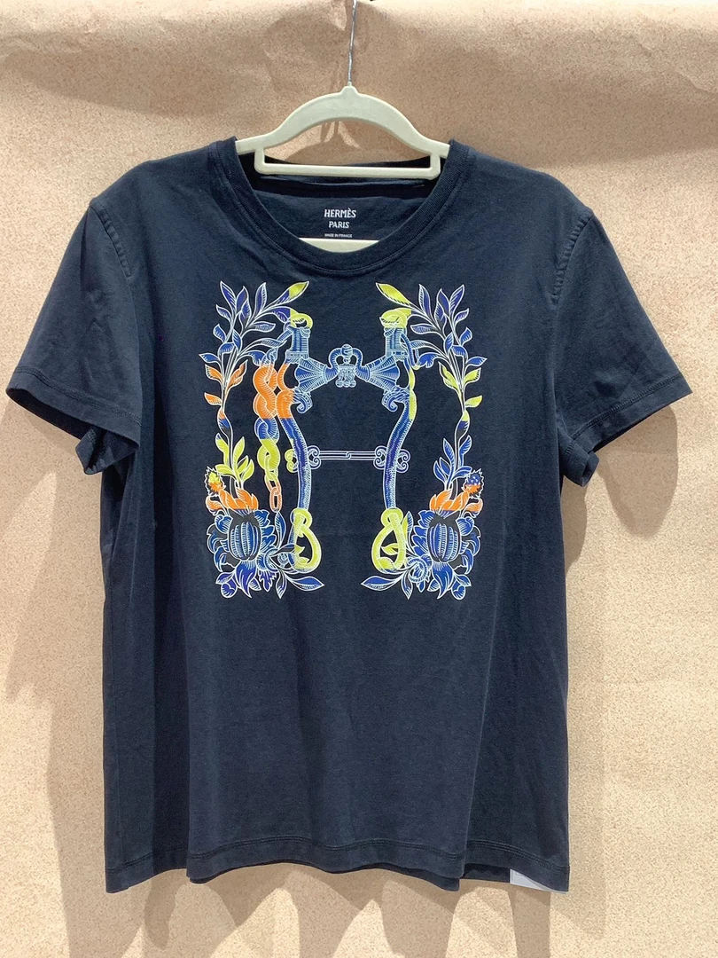 99新 Hermes/爱马仕 专 场/花卉印花圆领套头短袖  女款42码