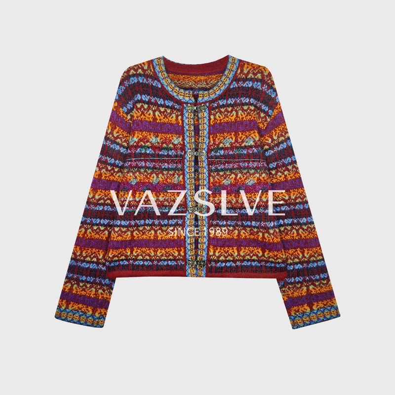 【广州微姐】民族风休闲百搭保暖开衫毛衣MY2303