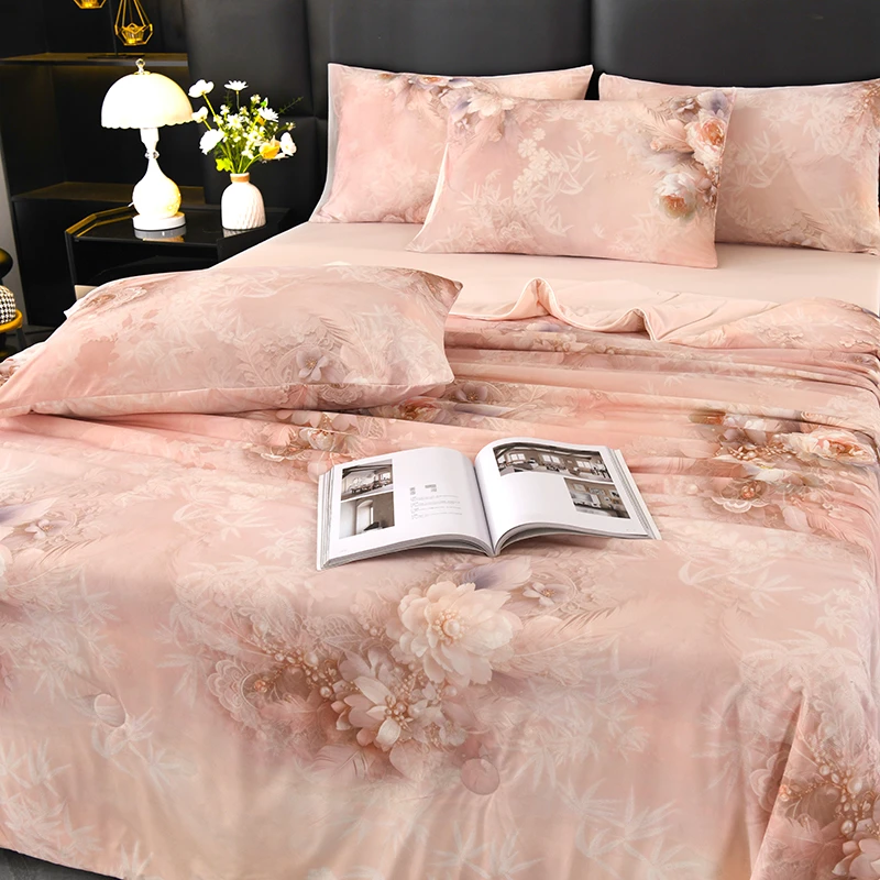 2025新款凉感玻尿酸焕颜被夏被轻奢双面薄款夏凉被印花单人被机洗