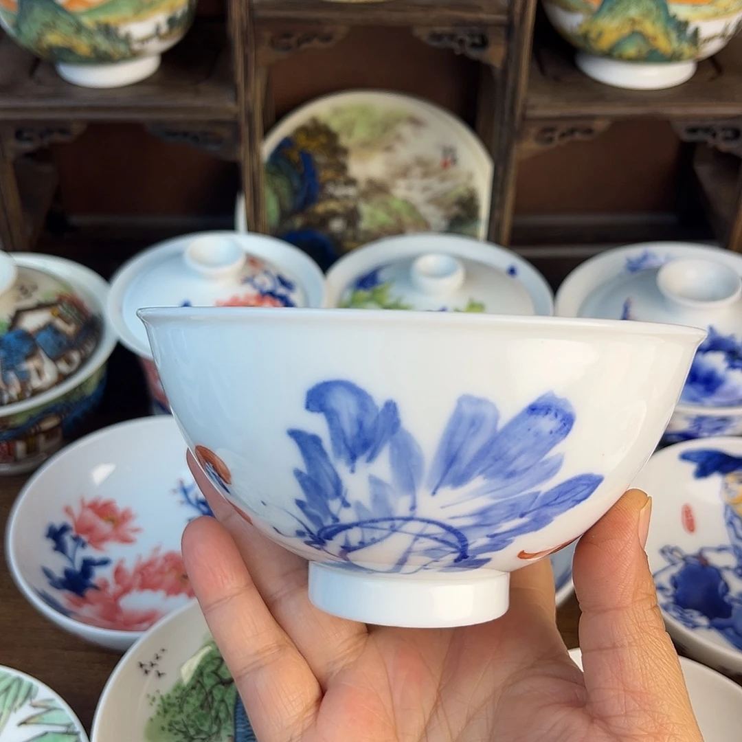 猫****忠意堂釉下彩碗微瑕不退