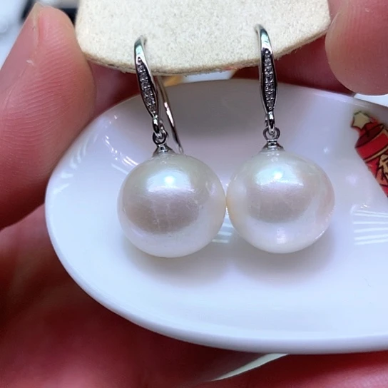 淡水珍珠耳饰银S925镶嵌