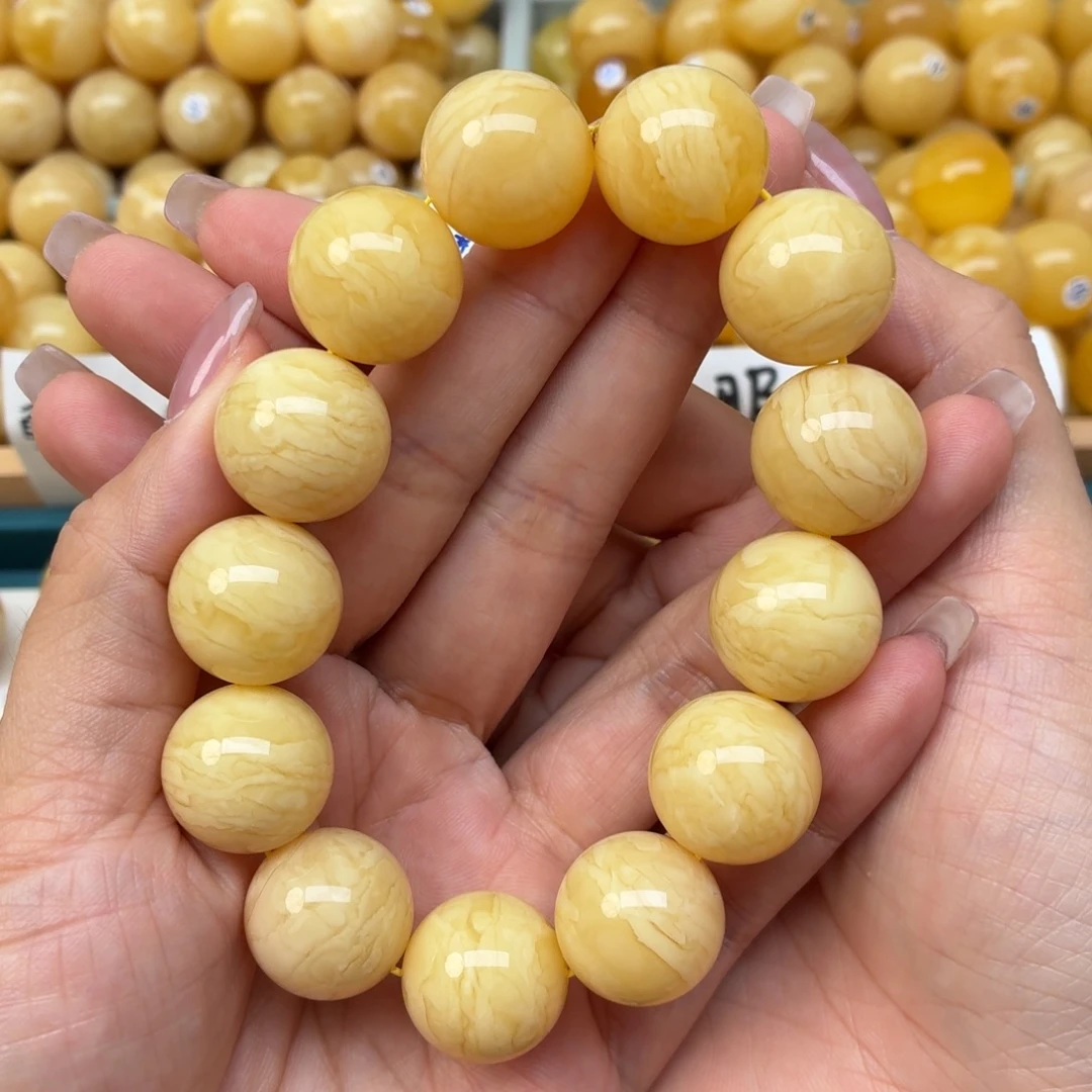裸石蜜蜡未镶嵌18+同料虎皮手串