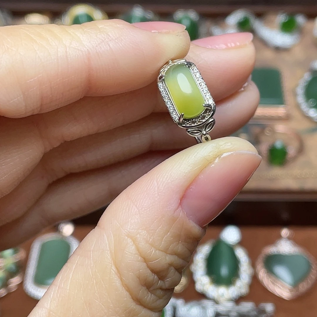 和田玉（碧玉）银S925镶嵌吊坠(不含链)