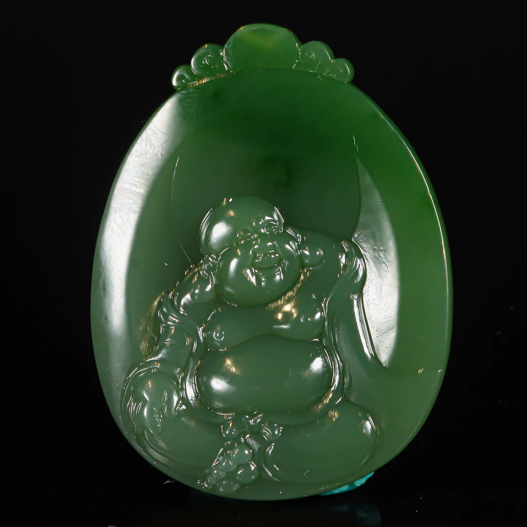 LOT.018和田碧玉弥勒佛牌/X1967