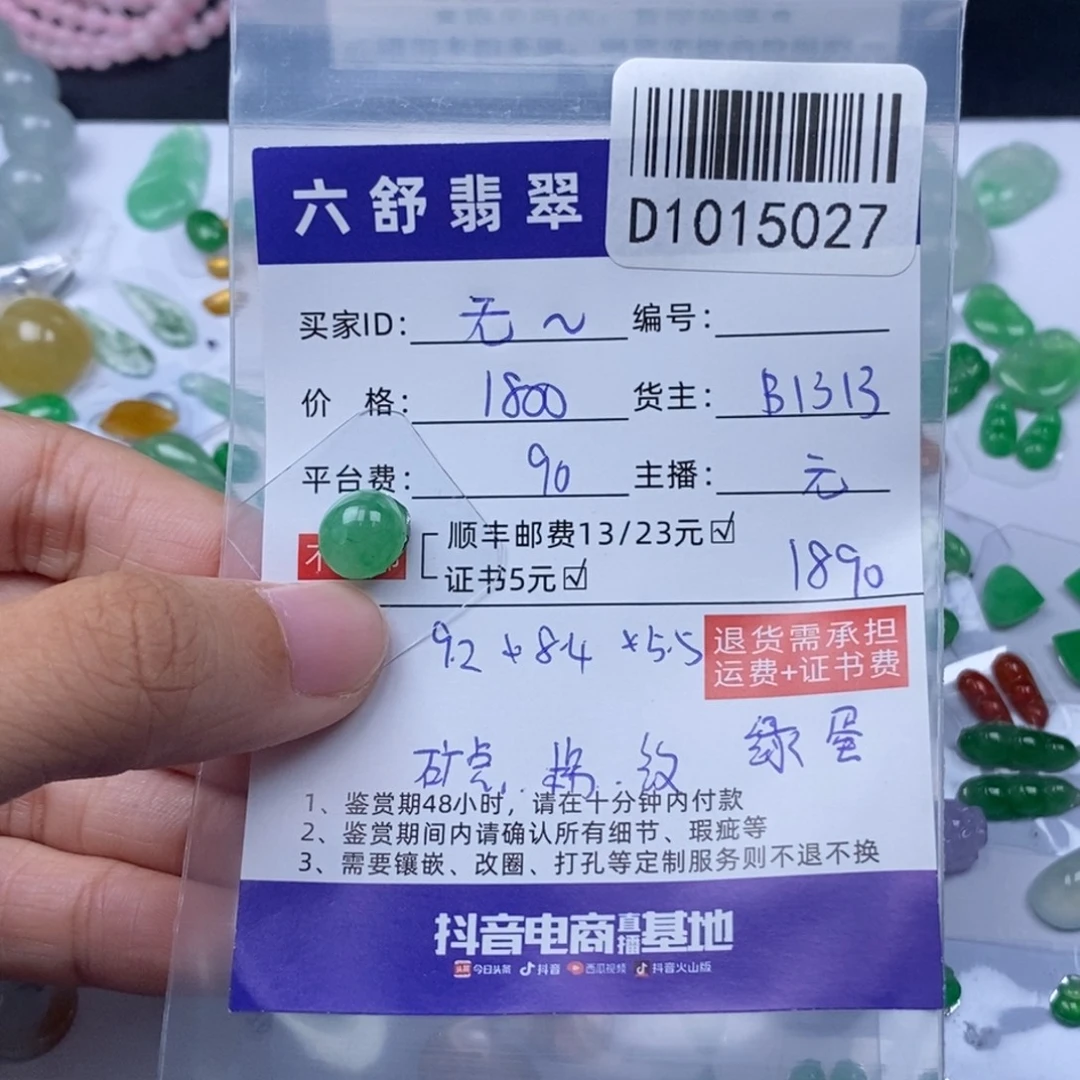 无***限翡翠未镶嵌颈饰D1015027