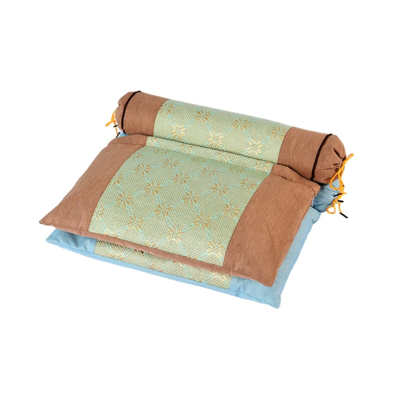 冰丝凉席圆柱连体枕长方形艾草枕护颈凉枕透气枕艾草颈椎枕多用枕