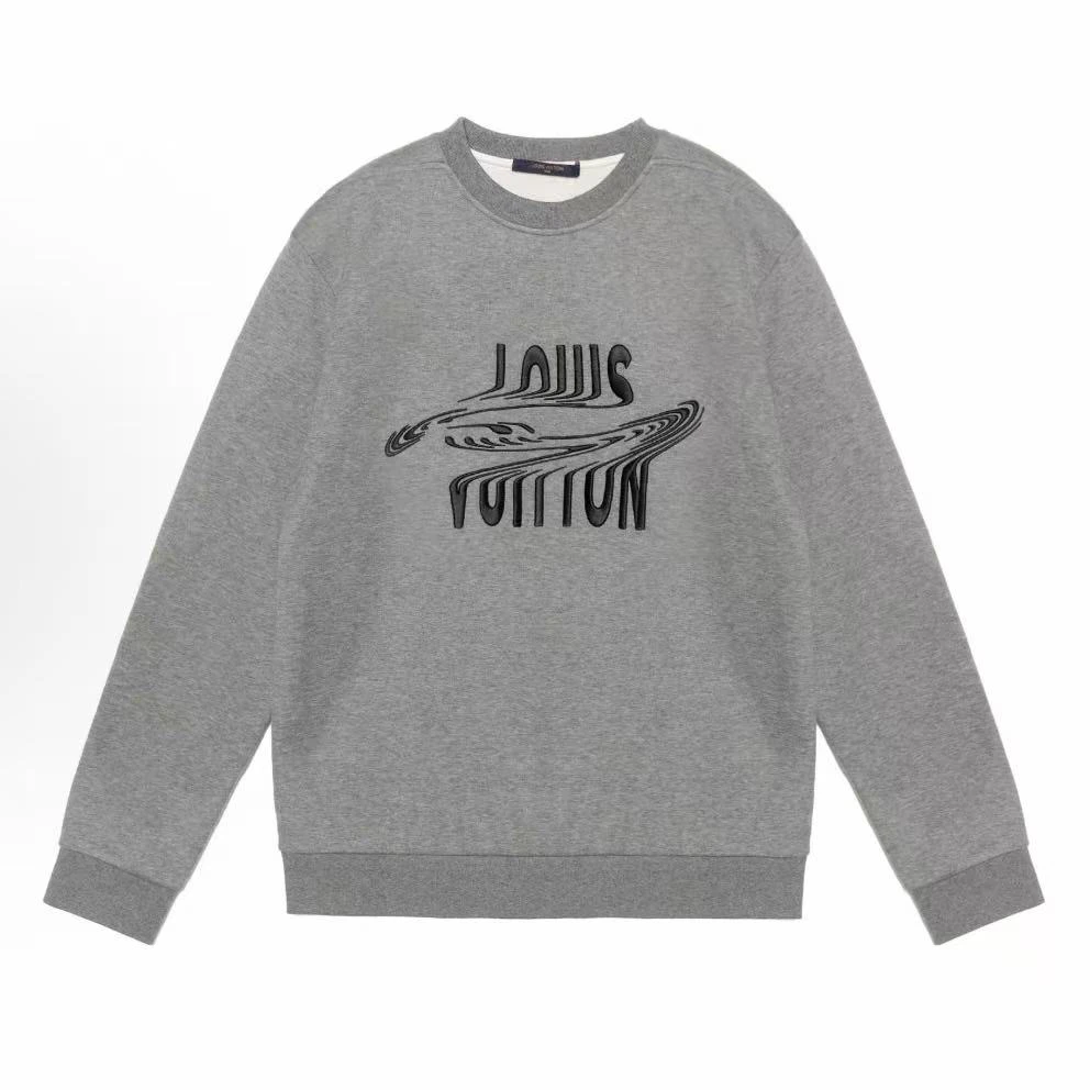 99新 LouisVuitton/路易威登 灰色扭曲刺绣 卫衣 M码 AA10434