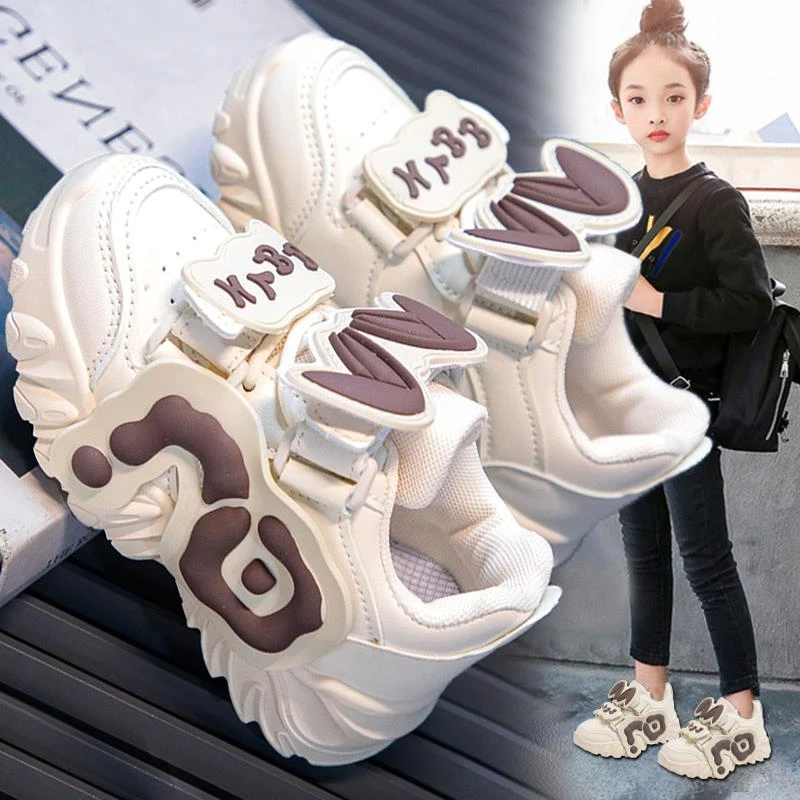 FAVMARTHA小黄鸭女童鞋新款春季中大童晋江儿童皮面软底女孩老