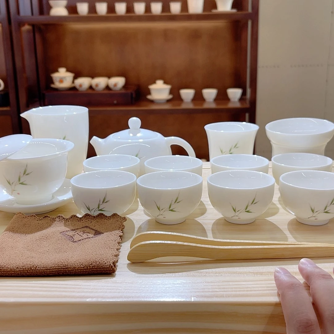 杯玄致羊脂玉瓷茶具套装