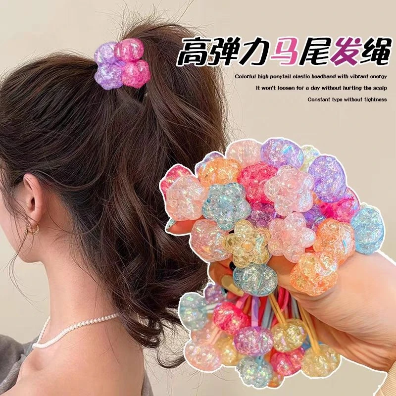 小熙瓜同款裂纹五角星绕绕发绳儿童扎马尾加粗双头皮筋亮晶晶发饰