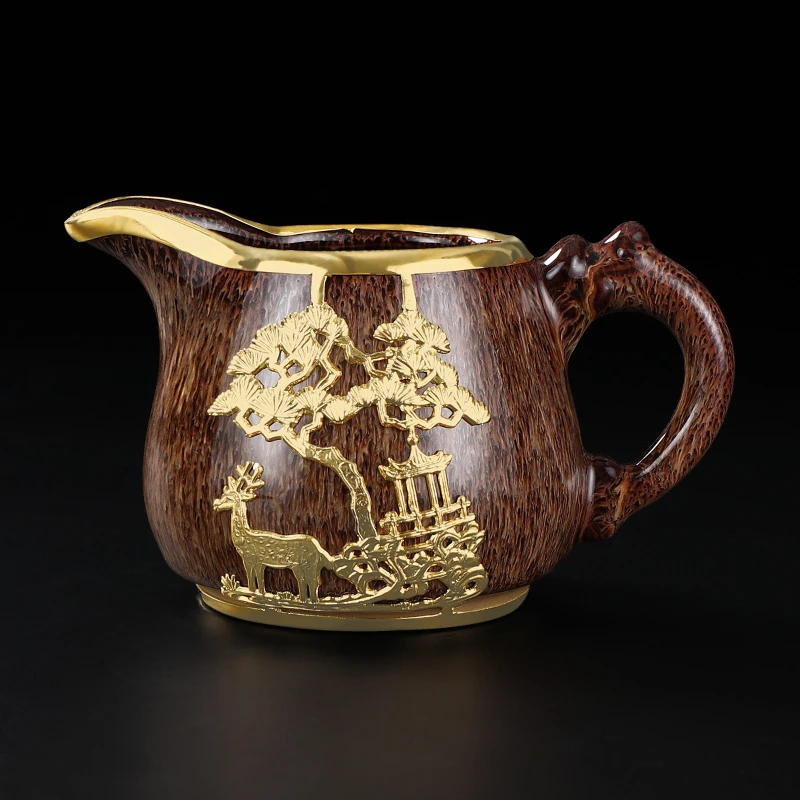 非遗金镶玉高端建盏公道杯茶海 家用陶瓷功夫茶具茶漏配件分茶器