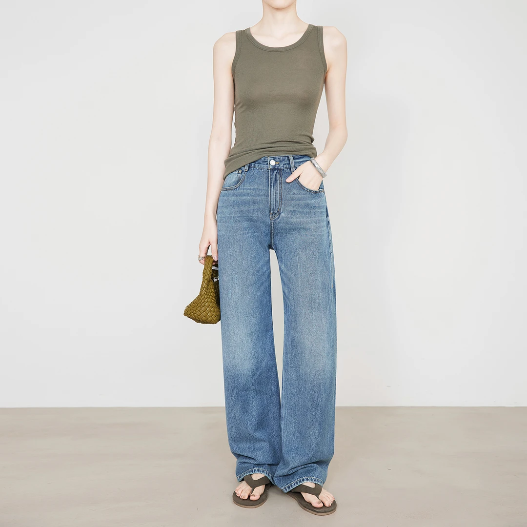 【年中大促】夏莫卡2025春夏新品时髦复古蓝直筒牛仔裤N907