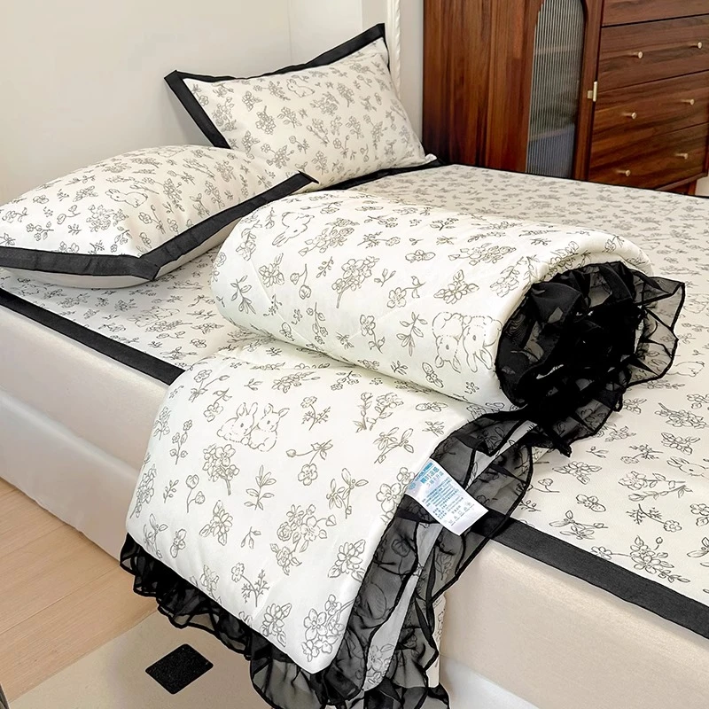 夏季冰丝凉席夏被四件套2025新款空调席软席子夏天丝滑裸睡三件套