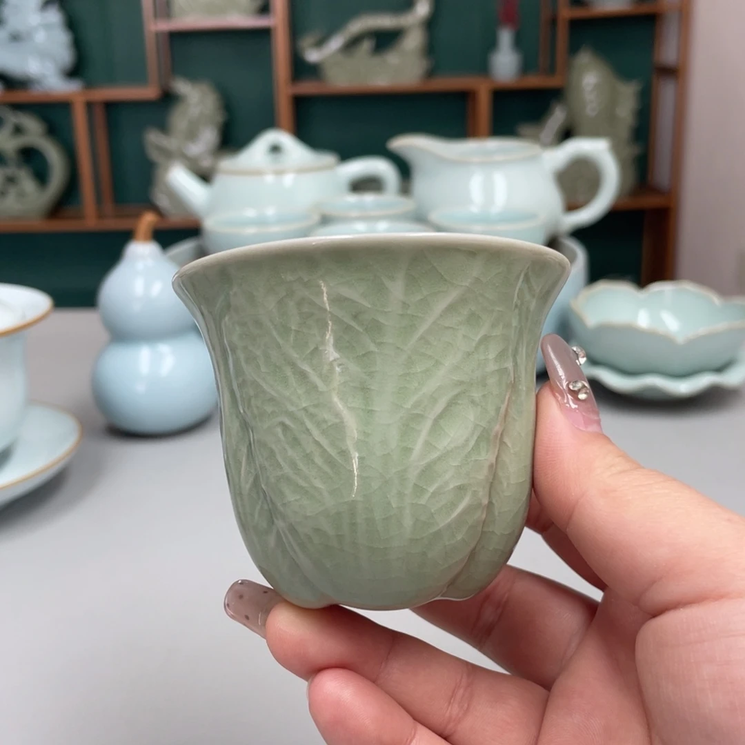 瓷豆绿百财杯赵琳老师带礼盒