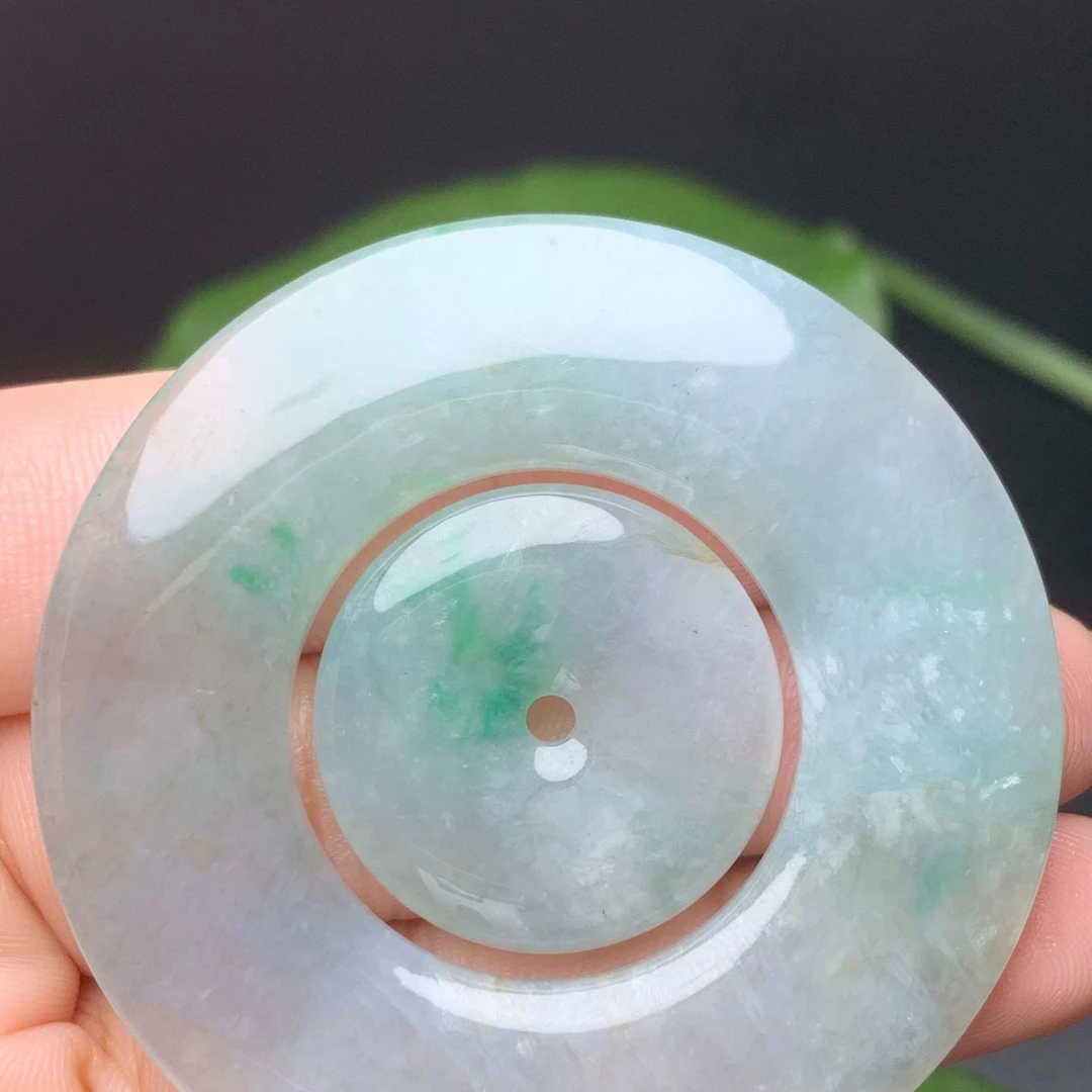 天然翡翠A货冰种带色子母扣吊坠翡翠子母扣送人礼物玉石珠宝礼品