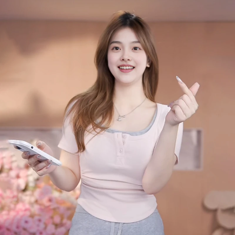 【8590】大码女装胖mm韩版假两件方领短袖上衣夏季收腰修身显瘦t恤