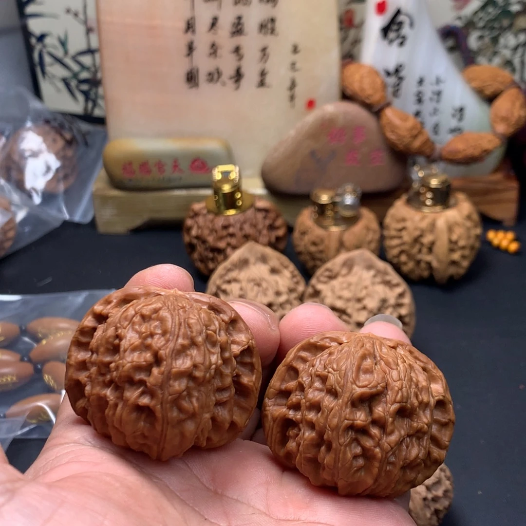 办***法把件文玩核桃白狮子