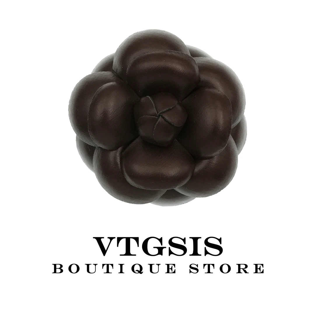 VTGSIS 非金属皮质胸针 51024巧克力色山茶花胸针时尚轻奢【饰品】