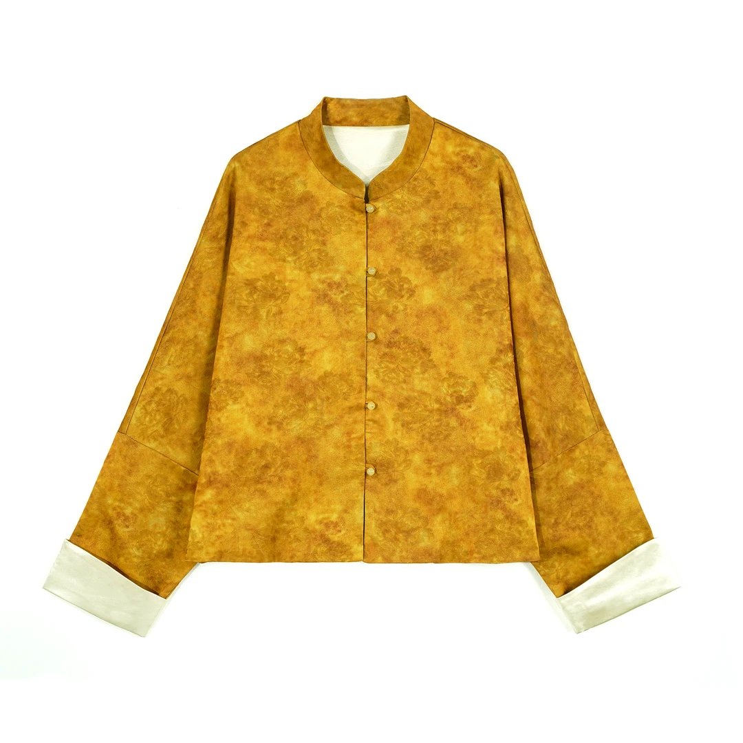 2025黄色新款提花外套长袖上衣FB250209S1