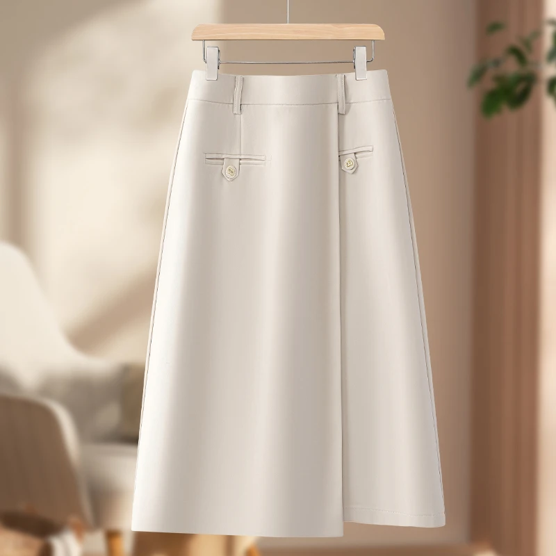 薄款西装半身裙女2025爆款高级感不规则高腰中长款A字一步裙