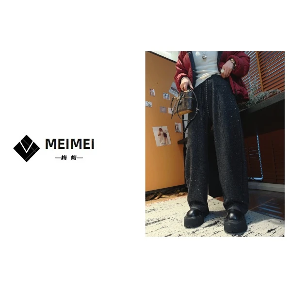 XMM女装.<亮闪闪毛呢卫裤>冬季新款休闲时尚百搭显瘦卫裤.77638