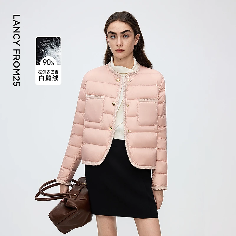 【轻羽45云系列】朗姿霍尔多巴吉鹅绒香风羽绒服2025年冬季新款