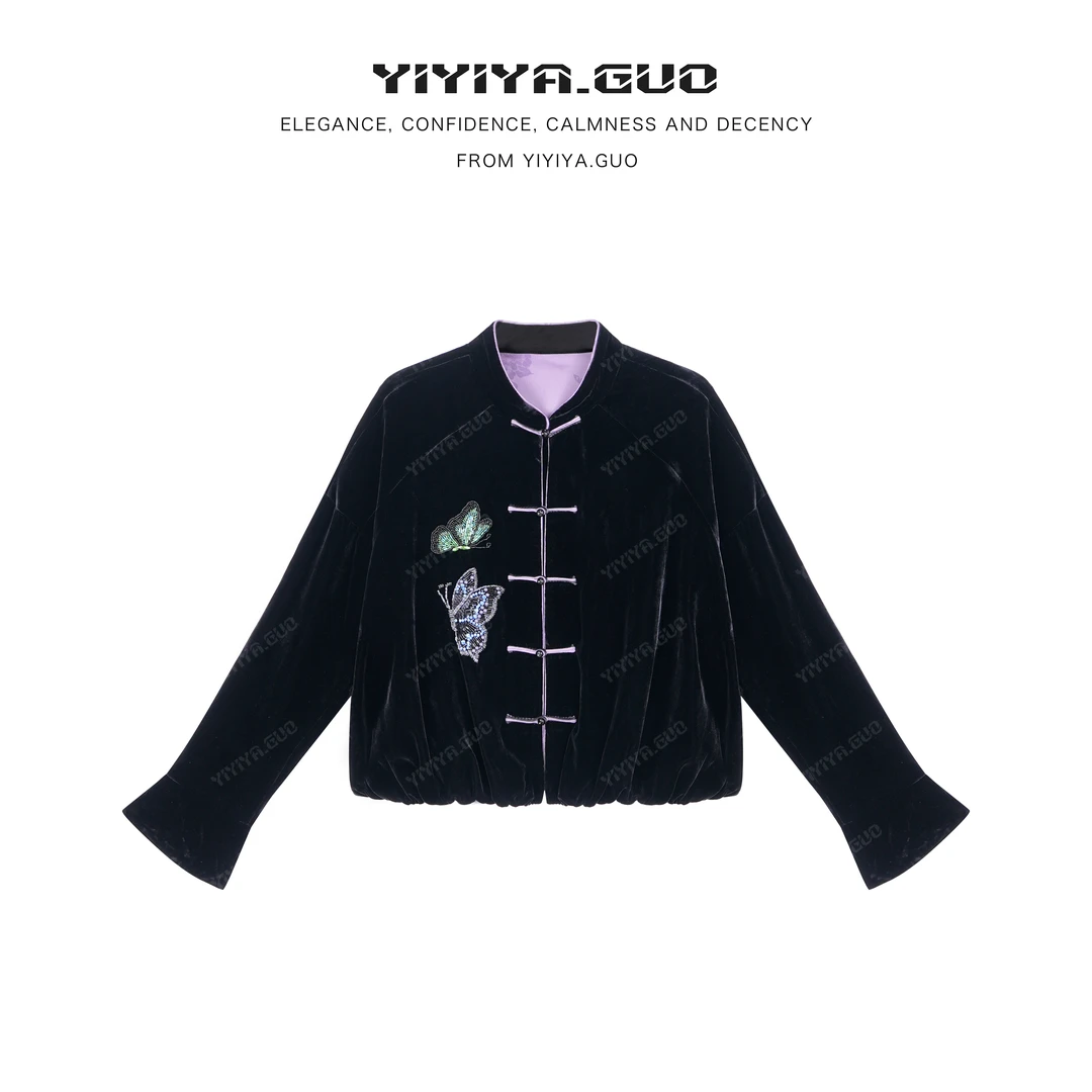 yiyiya.Guo艺艺吖【蝴蝶少女】钉珠珍珠长袖外套2611SS52