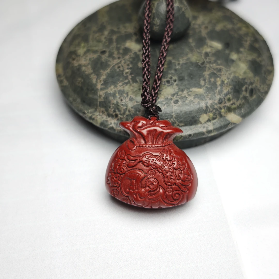 含辰砂工艺品朱砂福袋吊坠