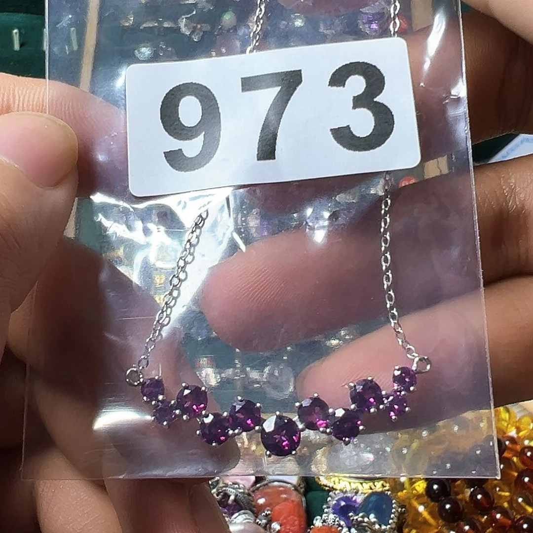 石榴石（紫牙乌）颈饰银S925镶嵌马*～