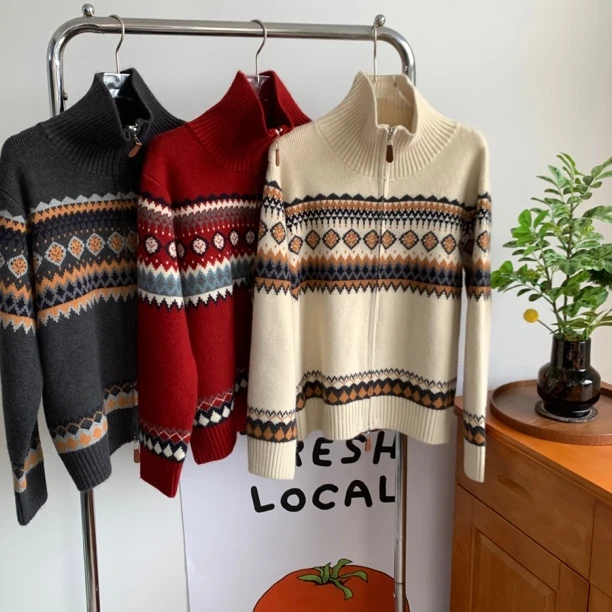 【节日氛围】厚款拉链针织开衫