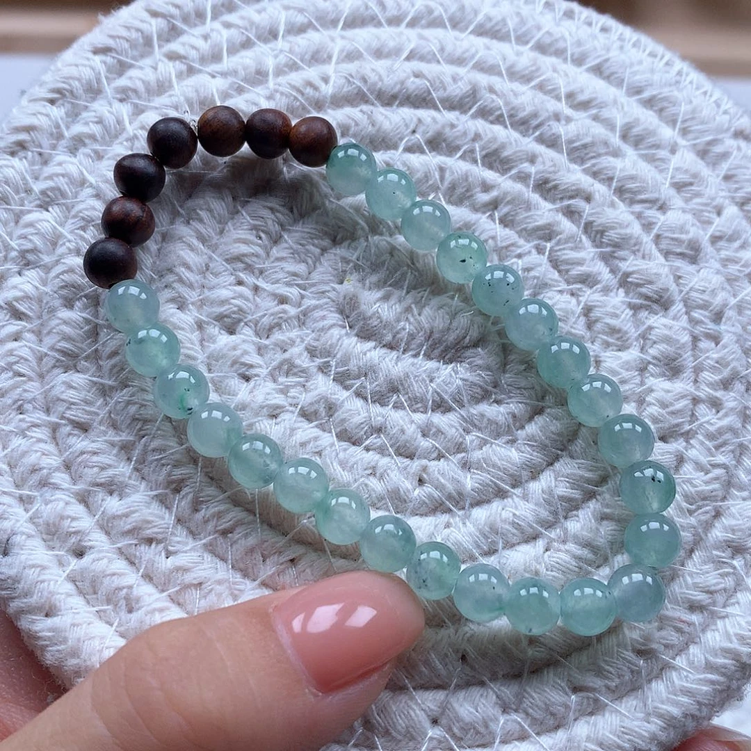 翡翠未镶嵌手串圆珠6.0乌鸡