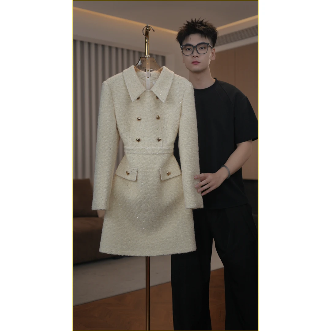 【新款上新】9757品牌女装气质显瘦高定长袖连衣裙