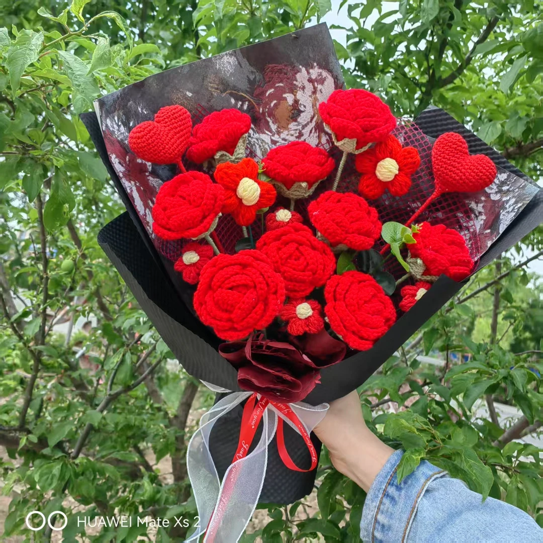 成品手工钩织编制毛线永生花520花束创意款式礼品