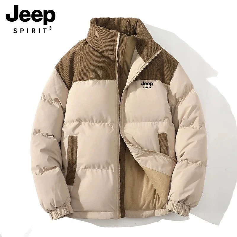 JEEP吉普羽绒棉服冬季情侣外套宽松拼色潮流防寒保暖加厚立领棉服